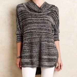 Anthropologie Field Flower Gray Stripped Spacedye Cowlneck Tunic